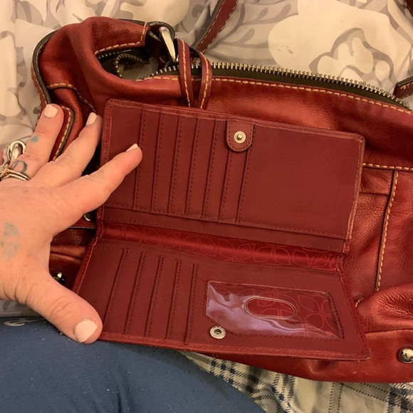 Fossil shoulder bag with matching wallet Red used - Picture 4 of 6